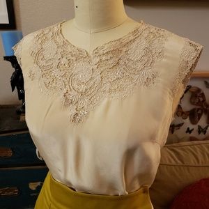 Darling vintage lace silk blouse